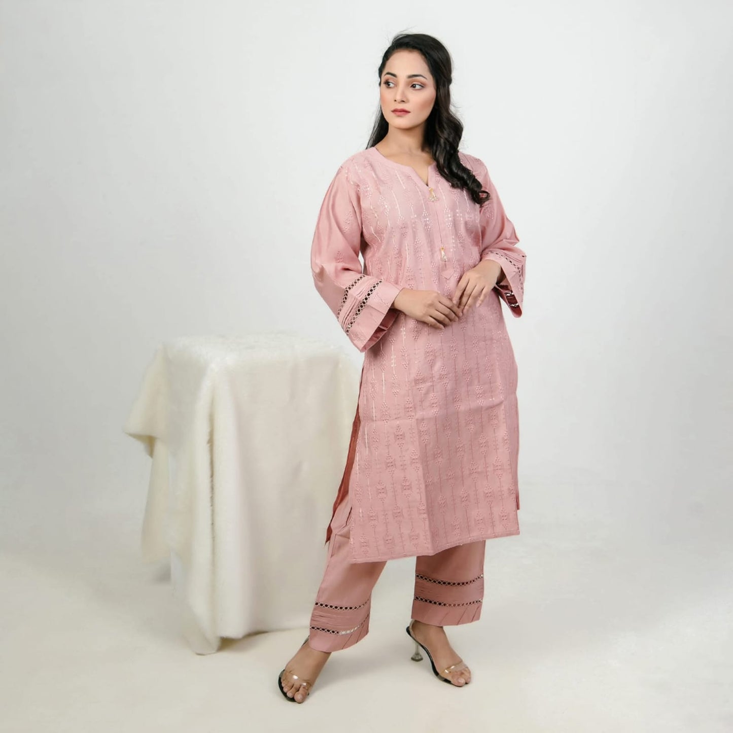 Pk Two pieces set (Salmon Pink)